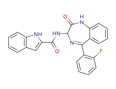 1H-Indole-2-carboxamide,
N-[5-(2-fluorophenyl)-2,3-dihydro-2-oxo-1H-1,4-benzodiazepin-3-yl]-
