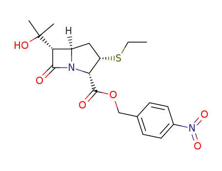 Molecular Structure of 143839-61-6 (1-Azabicyclo[3.2.0]heptane-2-carboxylic acid,
3-(ethylthio)-6-(1-hydroxy-1-methylethyl)-7-oxo-, (4-nitrophenyl)methyl
ester)