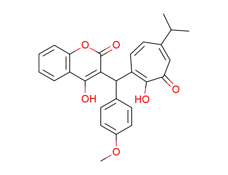 2H-1-Benzopyran-2-one,
4-hydroxy-3-[[2-hydroxy-5-(1-methylethyl)-3-oxo-1,4,6-cycloheptatrien-1-
yl](4-methoxyphenyl)methyl]-