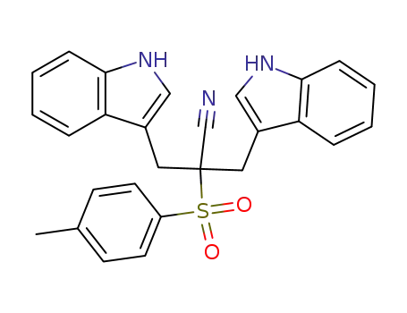 Molecular Structure of 76283-89-1 (3-(1H-indol-3-yl)-2-(1H-indol-3-ylmethyl)-2-[(4-methylphenyl)sulfonyl]propanenitrile)