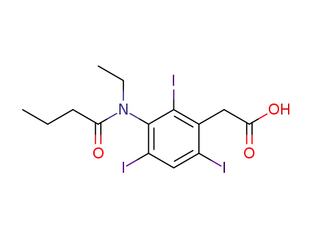 Acetic acid, (3-(N-ethylbutyramido)-2,4,6-triiodophenyl)-
