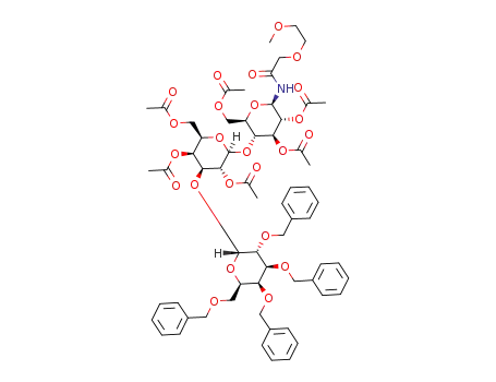 N-[O-(2,3,4,6-tetra-O-benzyl-α-D-galactopyranosyl)-(1->3)-O-(2,4,6-tri-O-acetyl-β-D-galactopyranosyl)-(1->4)-2,3,6-tri-O-acetyl-1-β-D-glucopyranosyl]-2-(2-methoxyethoxy)acetamide
