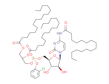 Hexadecanoic acid 2-{(2-chloro-phenoxy)-[(2R,3S,4S,5R)-5-(4-hexadecanoylamino-2-oxo-2H-pyrimidin-1-yl)-3,4-dihydroxy-tetrahydro-furan-2-ylmethoxy]-phosphoryloxy}-1-hexadecanoyloxymethyl-ethyl ester