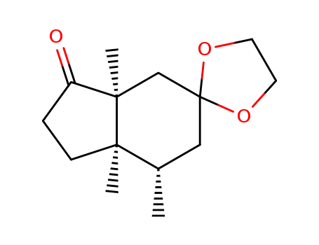Molecular Structure of 100692-68-0 (r-1,c-5,c-6-trimethylspiro<bicyclo<4.3.0>nonane-3,2'-<1,3>dioxolan>-9-one)