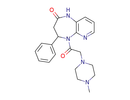 Molecular Structure of 90059-59-9 (4-phenyl-2-oxo-5-(2-(4-methylpiperazin-1-yl)acetyl)-1H-tetrahydropyrido(2,3-b)(1,4-)diazepine)