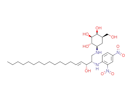 Molecular Structure of 162119-30-4 ((2S,3R,4E)-1-(5a-carba-β-D-galactopyranosylamino)-2-(2,4-dinitrophenyl)amino-4-octadecen-3-ol)