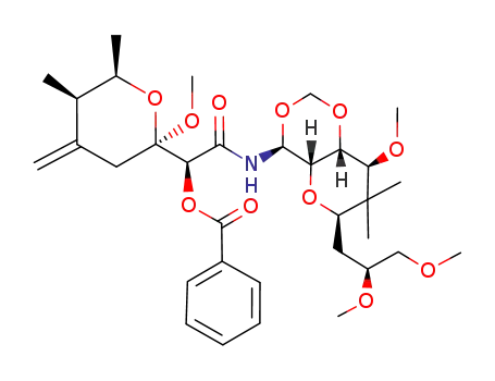 Benzoic acid (S)-[(4S,4aS,6R,8S,8aR)-6-((S)-2,3-dimethoxy-propyl)-8-methoxy-7,7-dimethyl-hexahydro-pyrano[3,2-d][1,3]dioxin-4-ylcarbamoyl]-((2R,5R,6R)-2-methoxy-5,6-dimethyl-4-methylene-tetrahydro-pyran-2-yl)-methyl ester