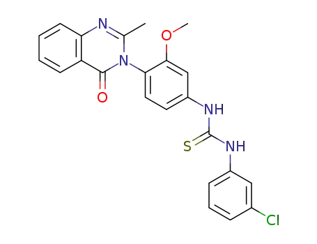 Molecular Structure of 105271-37-2 (1-(3-chlorophenyl)-3-[3-methoxy-4-(2-methyl-4-oxoquinazolin-3(4H)-yl)phenyl]thiourea)