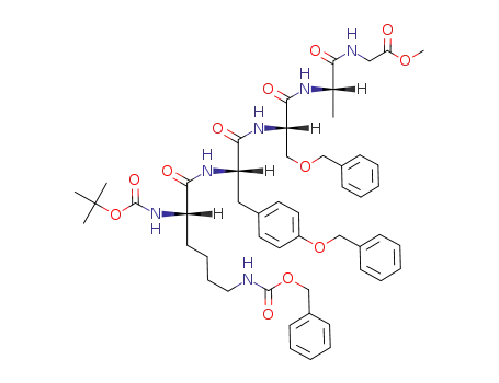 Molecular Structure of 118884-10-9 (Boc-Lys(Z)-Tyr(Bzl)-Ser(Bzl)-Ala-Gly-OCH<sub>3</sub>)