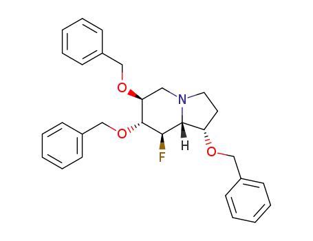 Indolizine, 8-fluorooctahydro-1,6,7-tris(phenylmethoxy)-, 1S-(1.alpha.,6.beta.,7.alpha.,8.beta.,8a.beta.)-