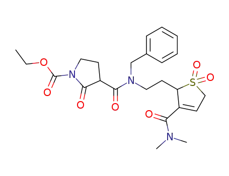 3-{Benzyl-[2-(3-dimethylcarbamoyl-1,1-dioxo-2,5-dihydro-1H-1λ<sup>6</sup>-thiophen-2-yl)-ethyl]-carbamoyl}-2-oxo-pyrrolidine-1-carboxylic acid ethyl ester