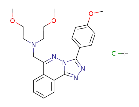 Molecular Structure of 98124-16-4 (2-methoxy-N-(2-methoxyethyl)-N-{[3-(4-methoxyphenyl)[1,2,4]triazolo[3,4-a]phthalazin-6-yl]methyl}ethanamine hydrochloride)
