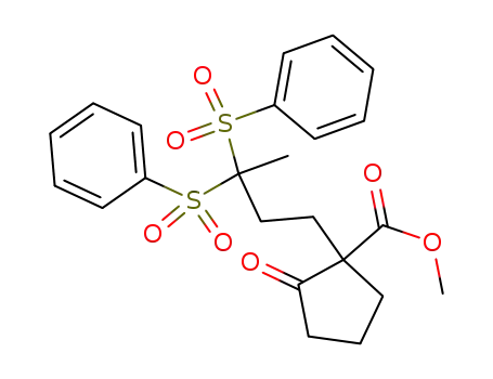 Molecular Structure of 84109-77-3 (methyl 1-[3,3-bis(phenylsulfonyl)butyl]-2-oxocyclopentanecarboxylate)