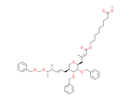 9-{(E)-4-[(2S,3S,4R,5S)-3,4-Bis-benzyloxy-5-((E)-(4R,5S)-5-benzyloxymethoxy-4-methyl-hex-2-enyl)-tetrahydro-pyran-2-yl]-3-methyl-but-2-enoyloxy}-nonanoic acid methyl ester