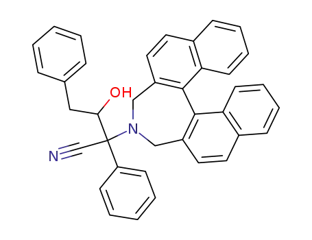 Molecular Structure of 97551-16-1 (2-(3,5-Dihydro-4-aza-cyclohepta[2,1-a;3,4-a']dinaphthalen-4-yl)-3-hydroxy-2,4-diphenyl-butyronitrile)