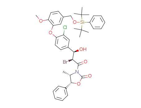 Molecular Structure of 145929-83-5 ((4S,5R)-3-((2S,3R)-2-Bromo-3-{3-chloro-4-[5-(di-tert-butyl-phenyl-silanyloxymethyl)-2-methoxy-phenoxy]-phenyl}-3-hydroxy-propionyl)-4-methyl-5-phenyl-oxazolidin-2-one)