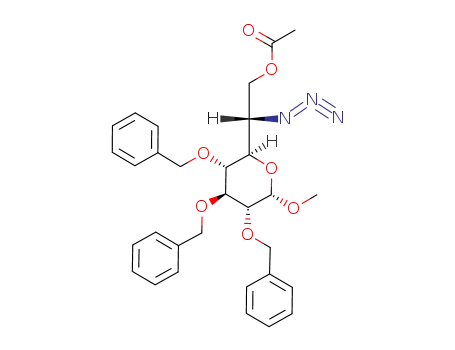 Acetic acid (S)-2-azido-2-((2R,3R,4S,5R,6S)-3,4,5-tris-benzyloxy-6-methoxy-tetrahydro-pyran-2-yl)-ethyl ester