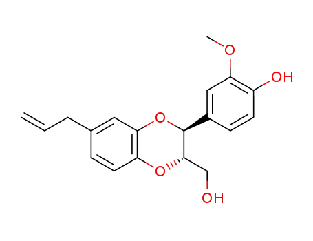 Molecular Structure of 74741-32-5 (6-allyl-3-(4-hydroxy-3-methoxyphenyl)-2-hydroxymethyl-1,4-benzodioxan)