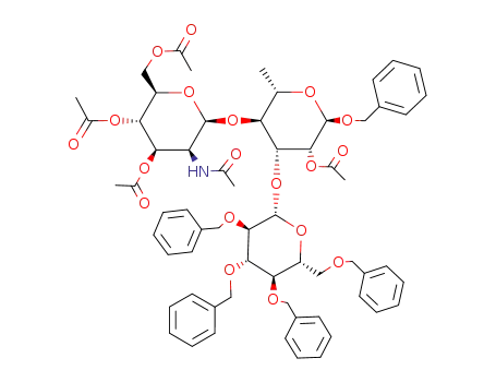 Benzyl-O-(2-acetamido-3,4,6-tri-O-acetyl-2-desoxy-β-D-mannopyranosyl)-(1->4)-2-O-acetyl-O-<(2,3,4,6-tetra-O-benzyl-β-D-glucopyranosyl)-(1->3)>-α-L-rhamnopyranosid