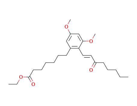 Benzeneheptanoic acid, 3,5-dimethoxy-2-(3-oxo-1-octenyl)-, ethyl ester,
(E)-