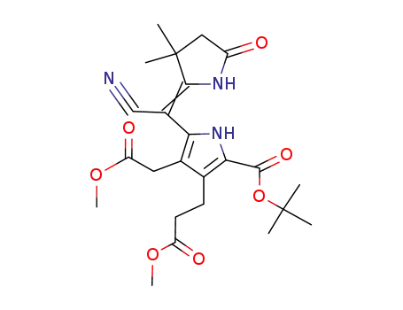 t-butyl 5-<cyano(3,3-dimethyl-5-oxopyrrolidin-2-ylidene)methyl>-3-(2-methoxycarbonylethyl)-4-methoxycarbonylmethylpyrrole-2-carboxylate