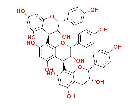 Molecular Structure of 114653-48-4 (epiafzelechin-(4β->8)-epiafzelechin-(4β->8)-epiafzelechin)