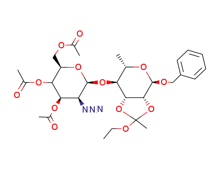Acetic acid (2R,3S,4R,5S,6S)-3-acetoxy-2-acetoxymethyl-5-azido-6-((3aR,4R,6S,7S,7aR)-4-benzyloxy-2-ethoxy-2,6-dimethyl-tetrahydro-[1,3]dioxolo[4,5-c]pyran-7-yloxy)-tetrahydro-pyran-4-yl ester