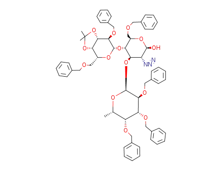 2,6-Di-O-benzyl-3,4-O-isopropylidene-β-D-galactopyranosyl-(1->4)-<(2,3,4-tri-O-benzyl-α-L-fucopyranosyl)-(1->3)>-2-azido-6-O-benzyl-2-desoxy-β-D-glucopyranoside