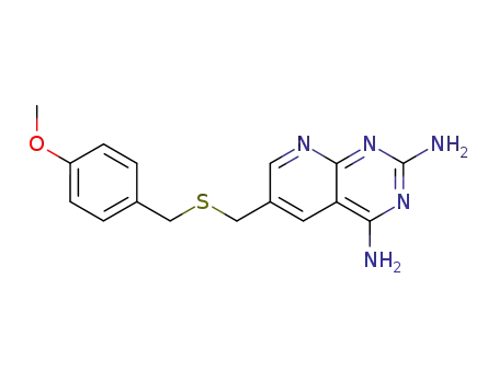 Molecular Structure of 87373-86-2 (Pyrido[2,3-d]pyrimidine-2,4-diamine,
6-[[[(4-methoxyphenyl)methyl]thio]methyl]-)