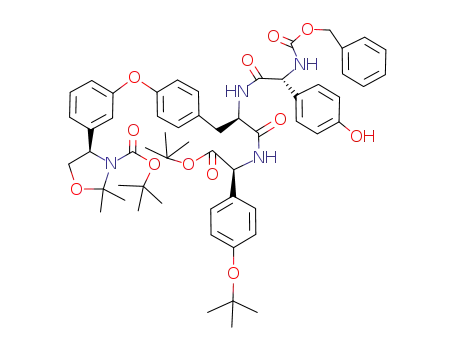 (R)-4-{3-[4-((R)-2-[(R)-2-Benzyloxycarbonylamino-2-(4-hydroxy-phenyl)-acetylamino]-2-{[(S)-tert-butoxycarbonyl-(4-tert-butoxy-phenyl)-methyl]-carbamoyl}-ethyl)-phenoxy]-phenyl}-2,2-dimethyl-oxazolidine-3-carboxylic acid tert-butyl ester