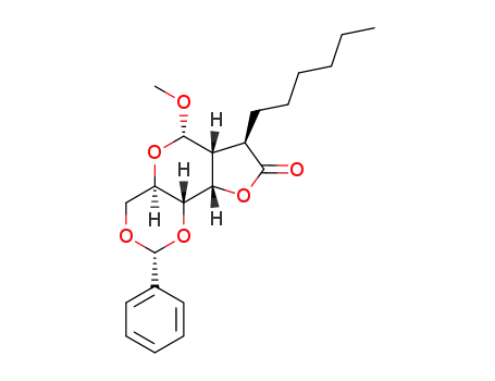 methyl 5'-(R)-2-deoxy-5'-(1-hexyl)-2-(2-oxoethyl)-4,6-O-(phenylmethylene)-α-D-allopyranoside 2',3 lactone