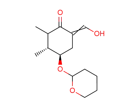 Molecular Structure of 111210-53-8 ((2R*S*,3R*,4R*)-6-(hydroxymethylene)-2,3-dimethyl-4-(tetrahydropyran-2-yloxy)cyclohexanone)