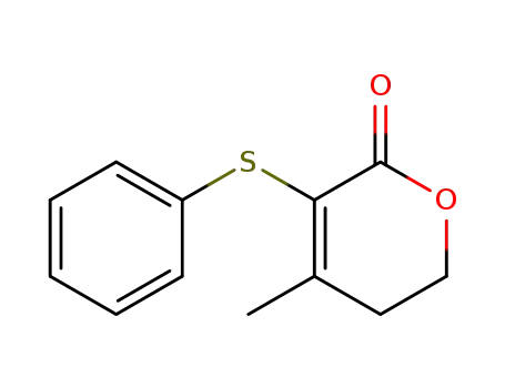 Molecular Structure of 89030-29-5 (2H-Pyran-2-one, 5,6-dihydro-4-methyl-3-(phenylthio)-)