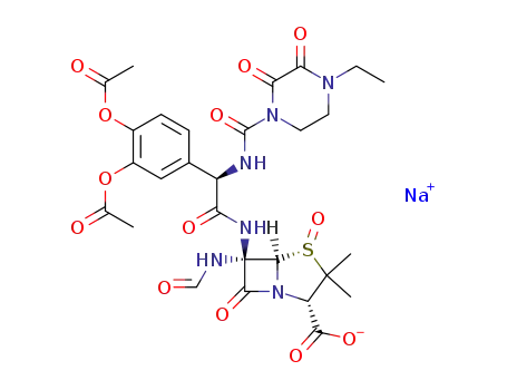 sodium 6β-<(D)-2-(4-ethyl-2,3-dioxopiperazin-1-ylcarbonylamino)-2-(3,4-diacetoxyphenyl)acetamido>-6α-formamidopenicillanate 1α-oxide