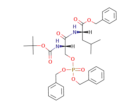 Molecular Structure of 90013-46-0 (L-Leucine,
N-[O-[bis(phenylmethoxy)phosphinyl]-N-[(1,1-dimethylethoxy)carbonyl]-L
-seryl]-, phenylmethyl ester)