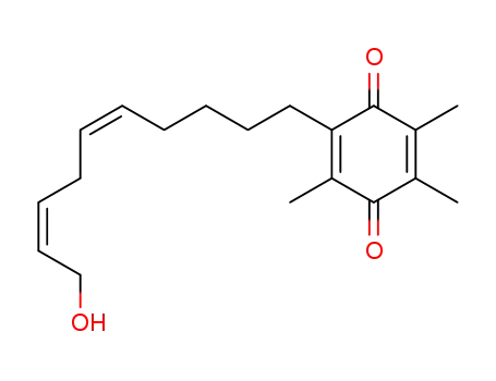 Molecular Structure of 80809-87-6 (2,5-Cyclohexadiene-1,4-dione,
2-(10-hydroxy-5,8-decadienyl)-3,5,6-trimethyl-, (Z,Z)-)