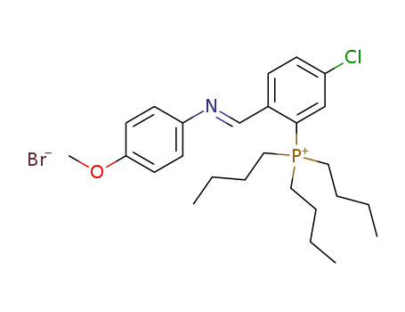 Molecular Structure of 108791-92-0 (N-(4-chloro-2-tributylphosphoniobenzylidene)-4-methoxyaniline bromide)
