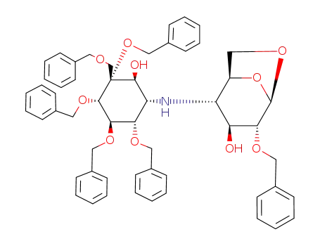 (1S,2S,3S,4R,5R)-4-Benzyloxy-2-((1S,2S,3R,4S,5R,6S)-3,4,5,6-tetrakis-benzyloxy-3-benzyloxymethyl-2-hydroxy-cyclohexylamino)-6,8-dioxa-bicyclo[3.2.1]octan-3-ol