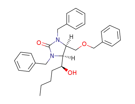 cis 1,3-Dibenzyl-4-(1'-hydroxypentyl)-5-benzyloxymethyl-imidazolidin-2-one