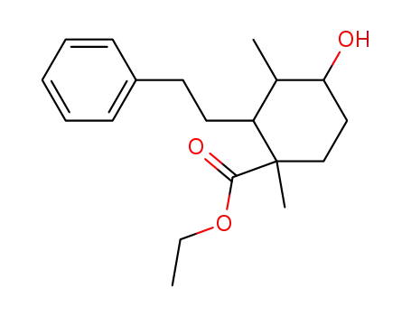 4-Hydroxy-1,3-dimethyl-2-phenethyl-cyclohexanecarboxylic acid ethyl ester