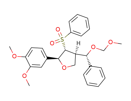 Molecular Structure of 131575-96-7 ((2S,3S,4R,αS)-2-(3,4-dimethoxyphenyl)-3-phenylsulphonyl-4-(α-methoxymethyloxybenzyl)tetrahydrofuran)