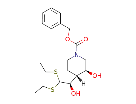 (3S,4R)-4-((R)-2,2-Bis-ethylsulfanyl-1-hydroxy-ethyl)-3-hydroxy-piperidine-1-carboxylic acid benzyl ester