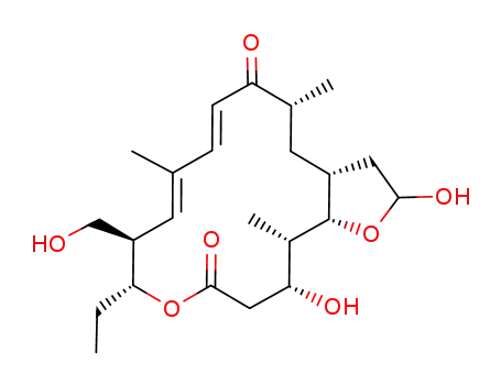 Molecular Structure of 61219-81-6 ((7E,9Z)-12-ethyl-2,16-dihydroxy-11-(hydroxymethyl)-5,9,17-trimethyl-3,3a,11,12,15,16,17,17a-octahydro-4H-furo[2,3-f]oxacyclohexadecine-6,14(2H,5H)-dione)