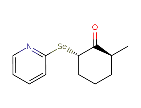 Cyclohexanone, 2-methyl-6-(2-pyridinylseleno)-, trans-