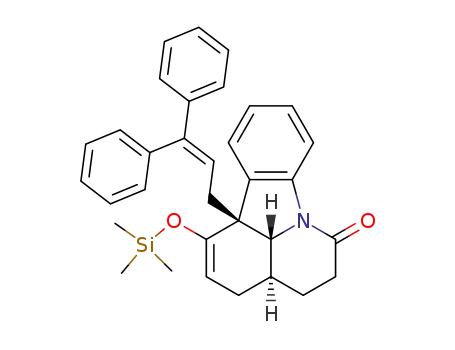 Molecular Structure of 124604-67-7 ((3aS,11bR,11cR)-11b-(3,3-Diphenyl-allyl)-1-trimethylsilanyloxy-3,3a,4,5,11b,11c-hexahydro-pyrido[3,2,1-jk]carbazol-6-one)