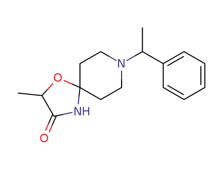 Molecular Structure of 52030-30-5 (2-methyl-8-(1-phenyl-ethyl)-1-oxa-4,8-diaza-spiro[4.5]decan-3-one)