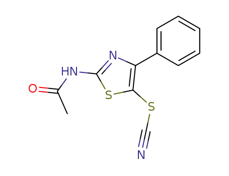 Molecular Structure of 99970-50-0 (Thiocyanic acid, 2-(acetylamino)-4-phenyl-5-thiazolyl ester)