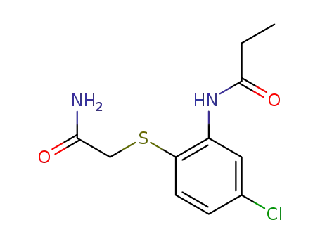 <4-Chlor-2-propionylamino-phenyl-mercapto>-essigsaeure-amid