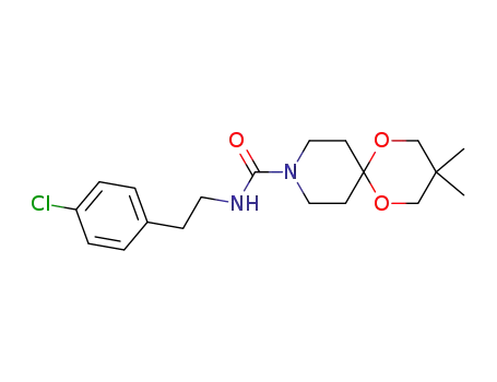 Molecular Structure of 65535-88-8 (1,5-Dioxa-9-azaspiro[5.5]undecane-9-carboxamide,
N-[2-(4-chlorophenyl)ethyl]-3,3-dimethyl-)
