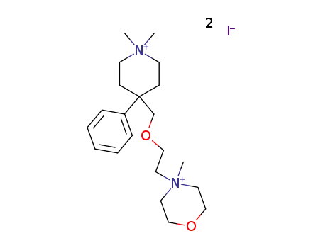 Molecular Structure of 117878-08-7 (4-[2-(1,1-dimethyl-4-phenyl-piperidinium-4-ylmethoxy)-ethyl]-4-methyl-morpholinium; diiodide)
